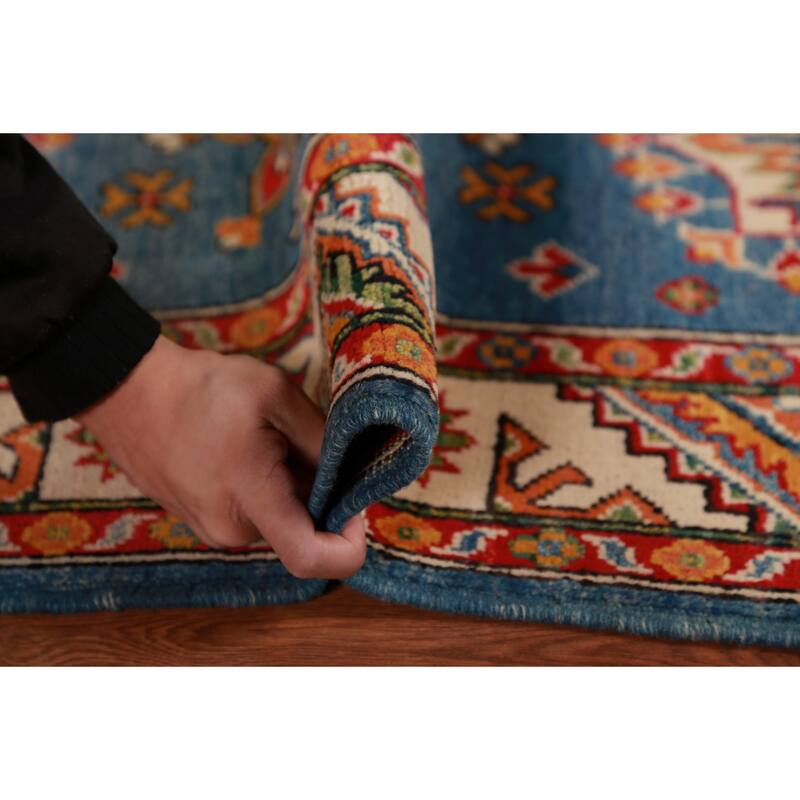 Blue Kazak Oriental Foyer Rug Handmade Wool Carpet - 2'8"x 4'2"