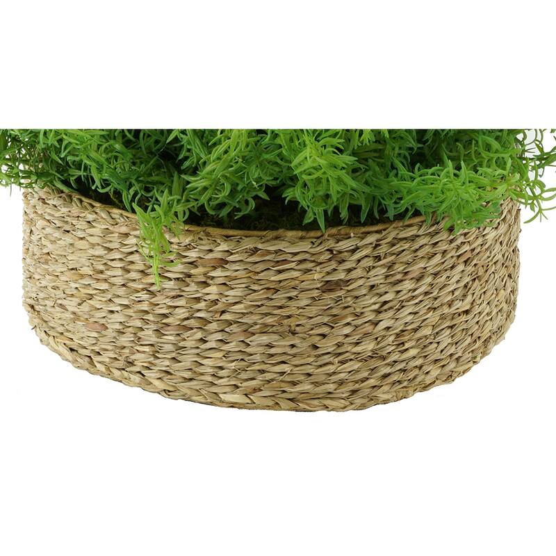 Faux Rosemary Grass in Large Seagrass Tray Basket