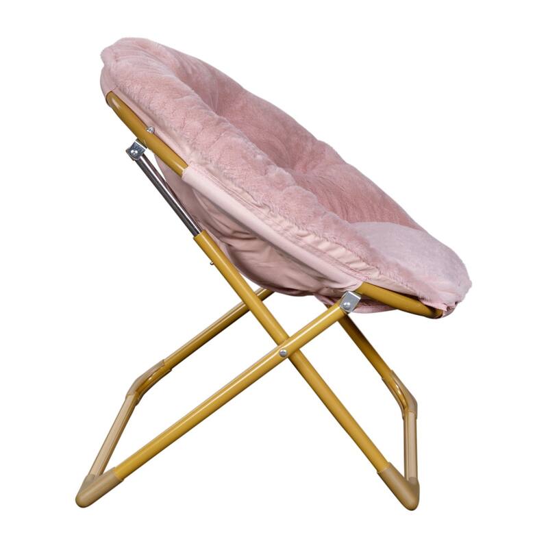 Kids Folding Synthetic Fur Saucer Chair for Playroom or Bedroom - 12.25"D x 22.75"W x 22"H