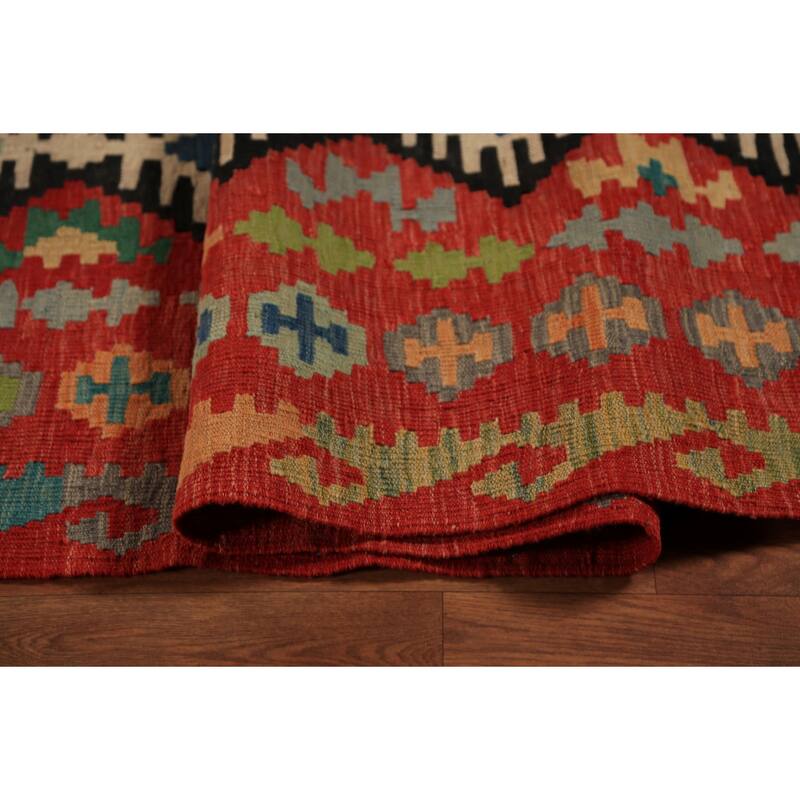 Tribal / Geometric Kilim Oriental Large Rug Flatweave Wool Carpet - 9'10"x 16'4"