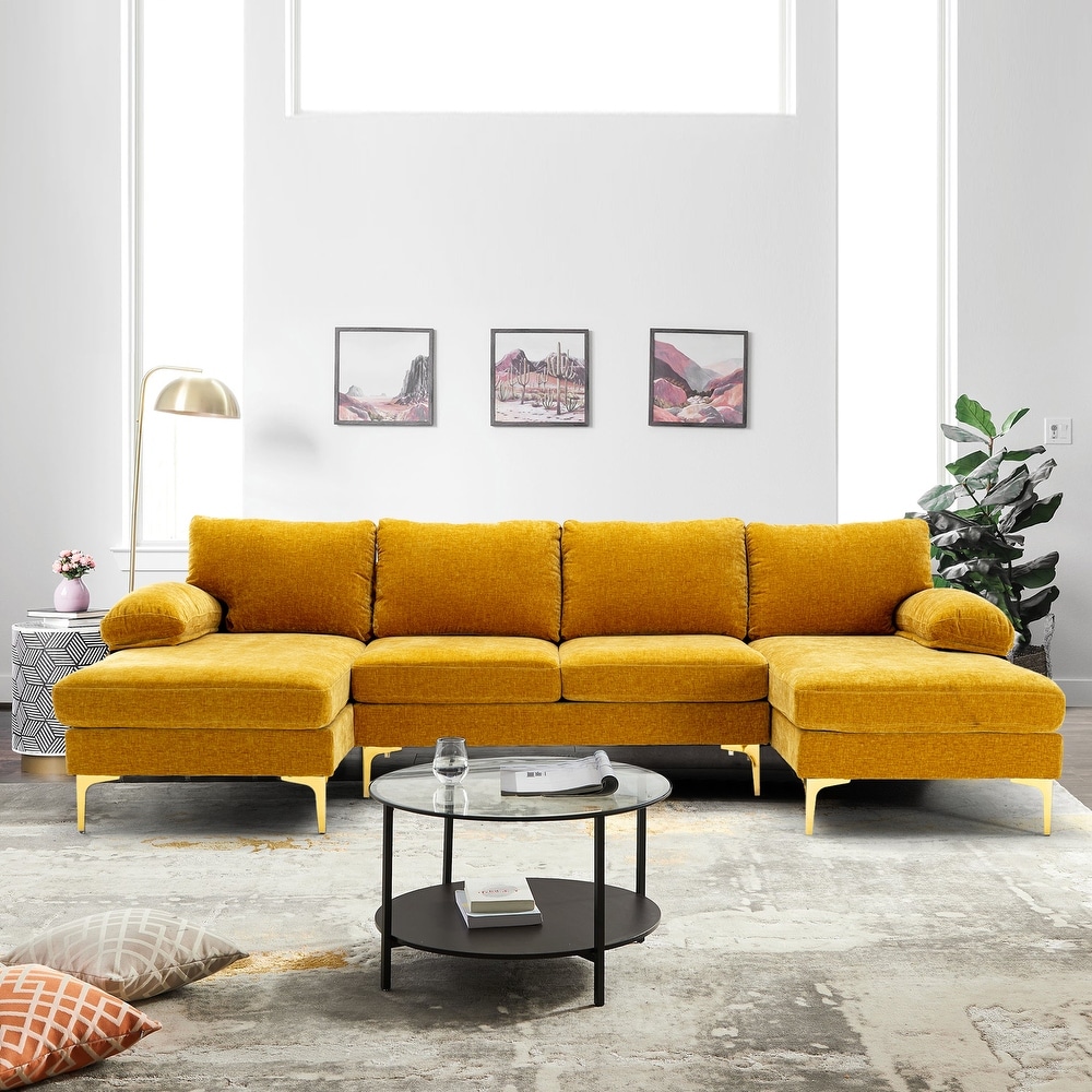 Yellow velvet sectional deals
