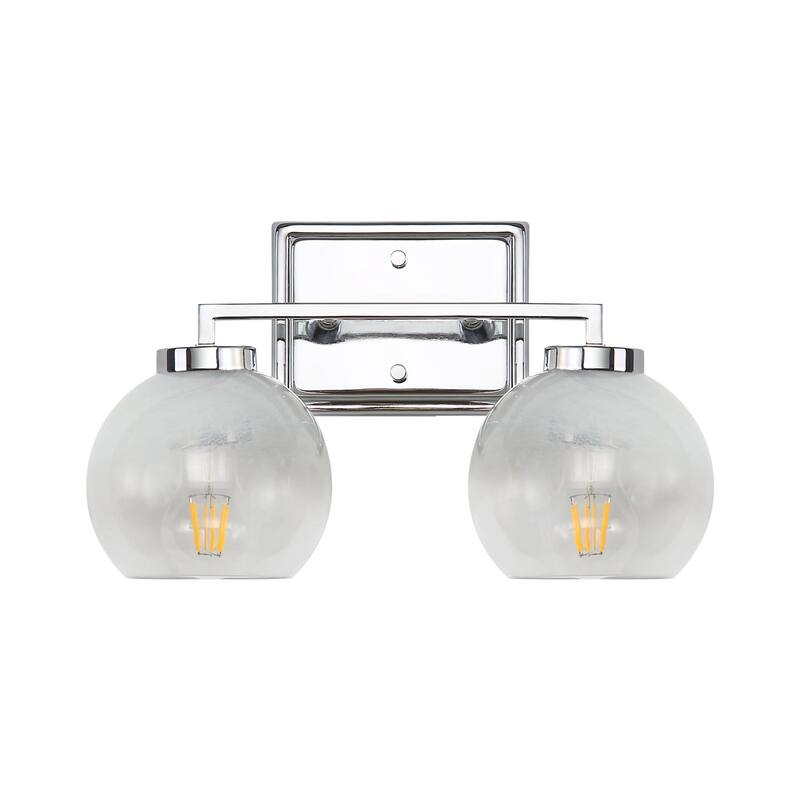 Golden Lighting 3094-BA2 Elliott 2 Light 16" Wide Vanity Light - Chrome / Alabaster Glass