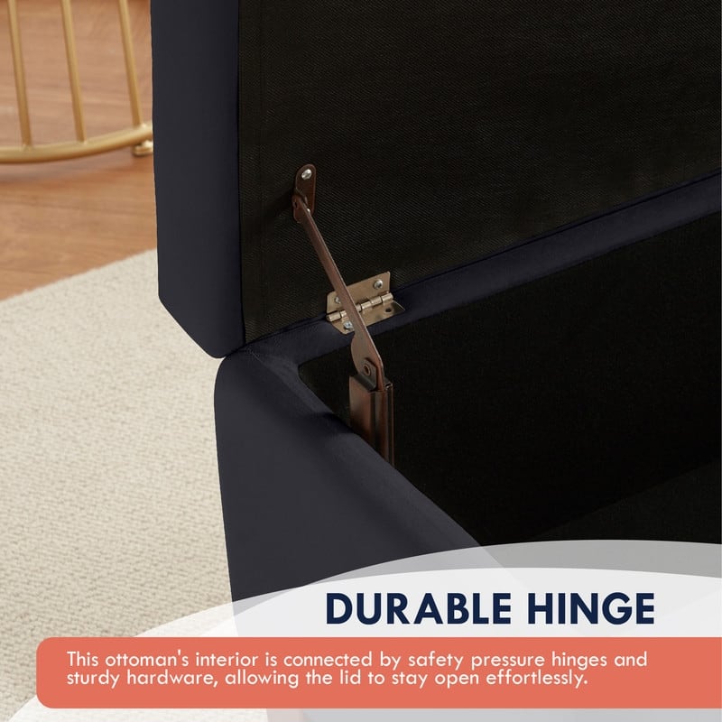 Hamilton Upholstered Rectangle Storage Ottoman with Hinge Lid - 40" x 15" x 16"