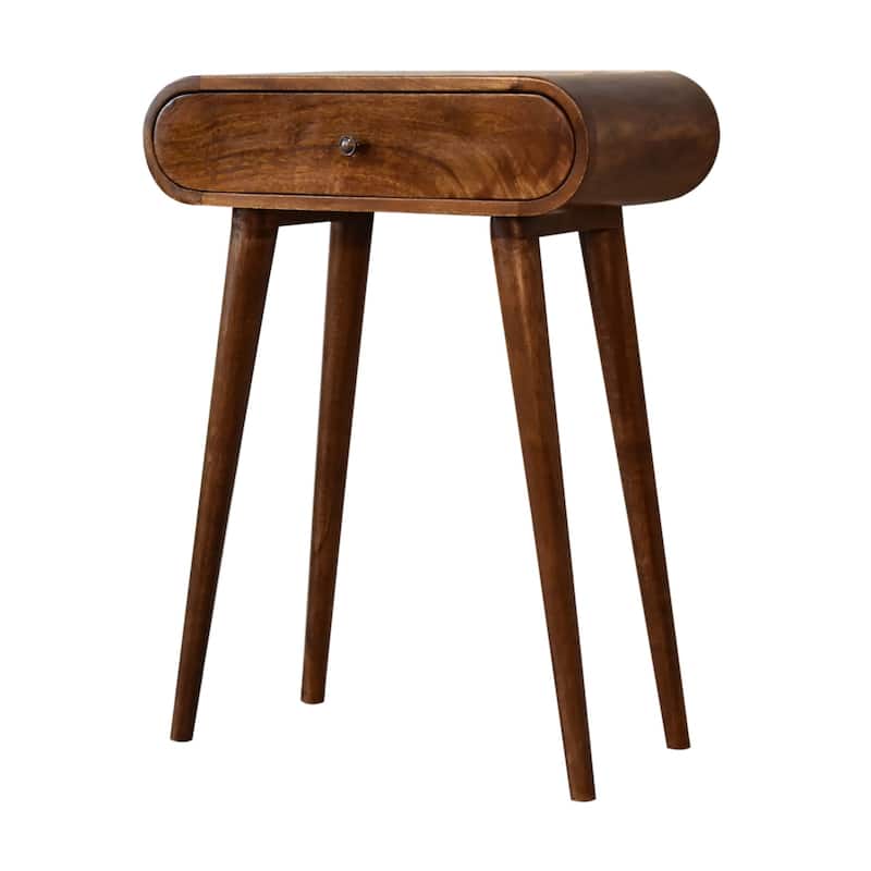 Artisan Furniture solid wood Mini Round Chestnut Console, Brown with one drawer