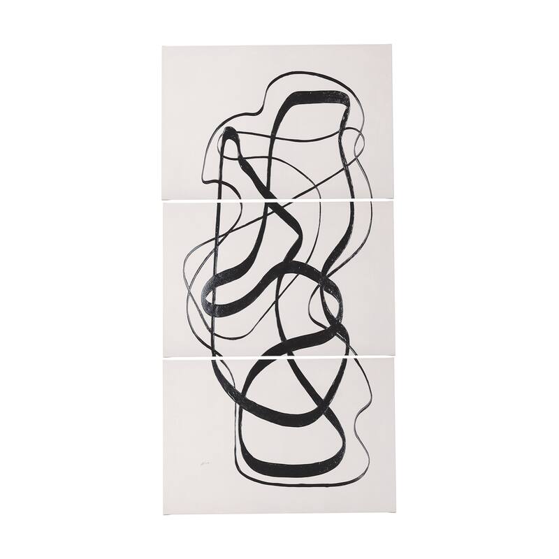 Free Lines Creamy (45 x 30)(Set of 3) Canvas Art Print - Large