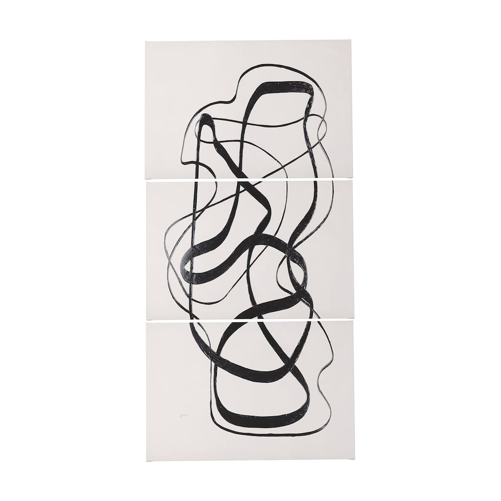 Free Lines Creamy (45 x 30)(Set of 3) Canvas Art Print