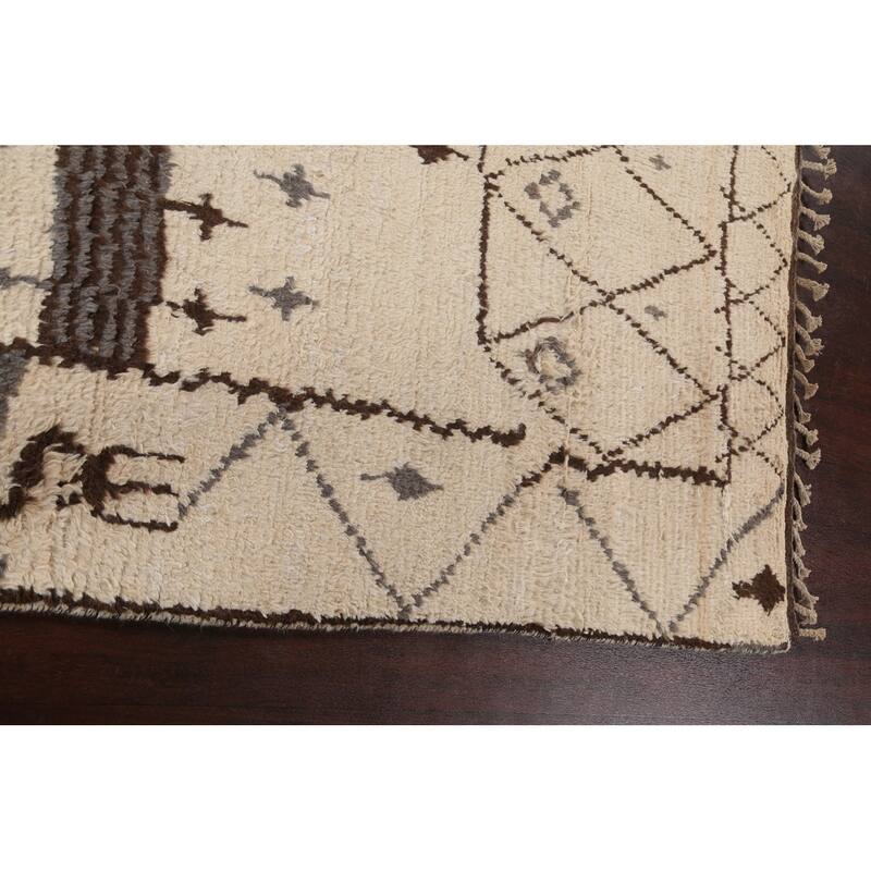 Tribal Geometric Oriental Moroccan Wool Area Rug Hand-knotted Carpet - 8'1" x 10'10"