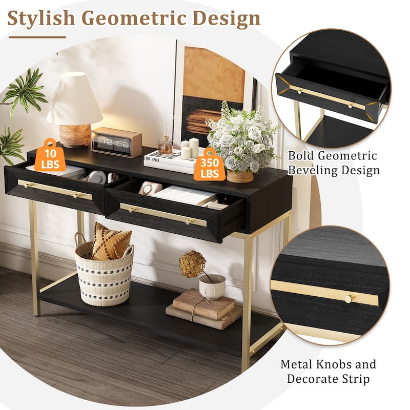 Retro Console Table with Two Drawers