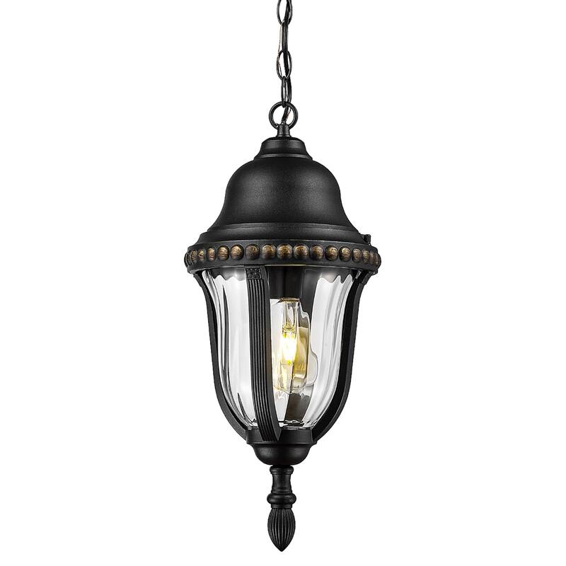 21" Outdoor Pendant Light, Ceiling Light - Black