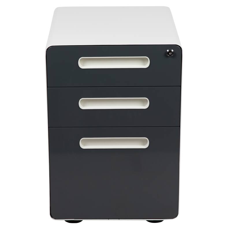 Ergonomic 3-Drawer Mobile Locking Filing Cabinet Storage Organizer