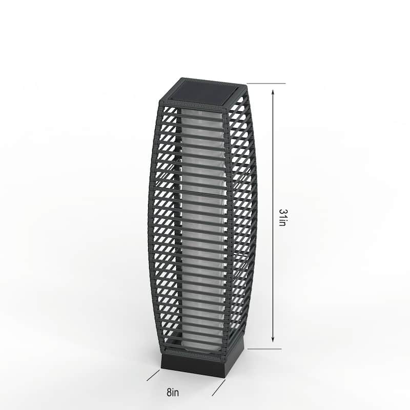 Outdoor Floor Lamp Solar, Lantern Wicker Deck Lights for Garden Decor-1 Piece - 31in