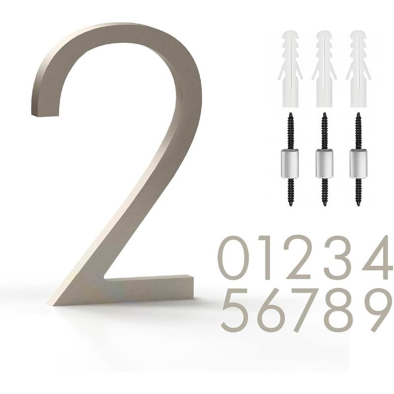 Mega Handles Modern Metal House Numbers | Heavy Duty Outdoor Address Digits | Easy to Install, Floating or Flush Mount Design