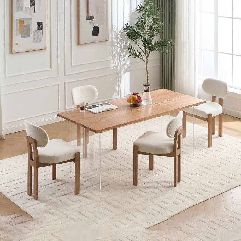 Wooden Dining Chairs Set of 2, Modern Fabric Upholstered Dining Room Chair Kitchen Chairs, Dinner Chair for Kitchen Dining Room