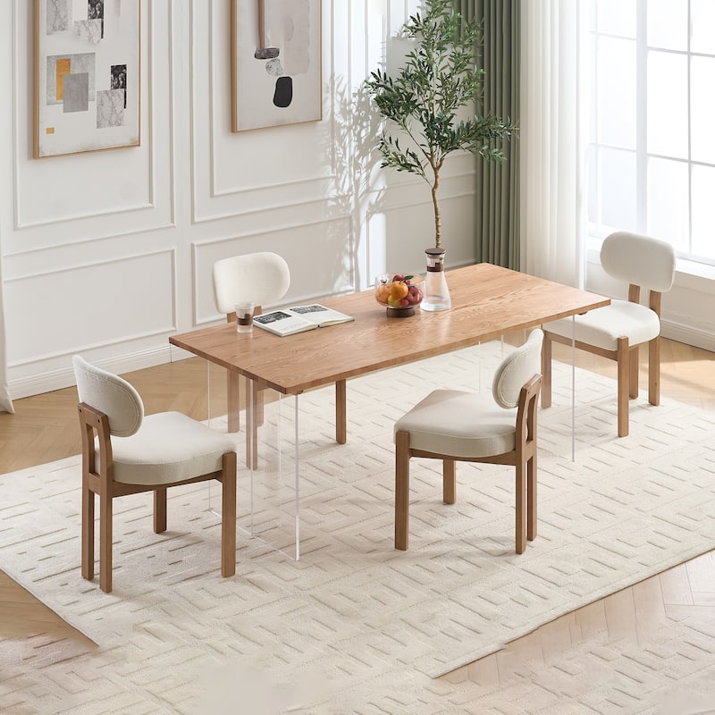 Wooden Dining Chairs Set of 2, Modern Fabric Upholstered Dining Room Chair Kitchen Chairs,Farmhouse Dinner Chair