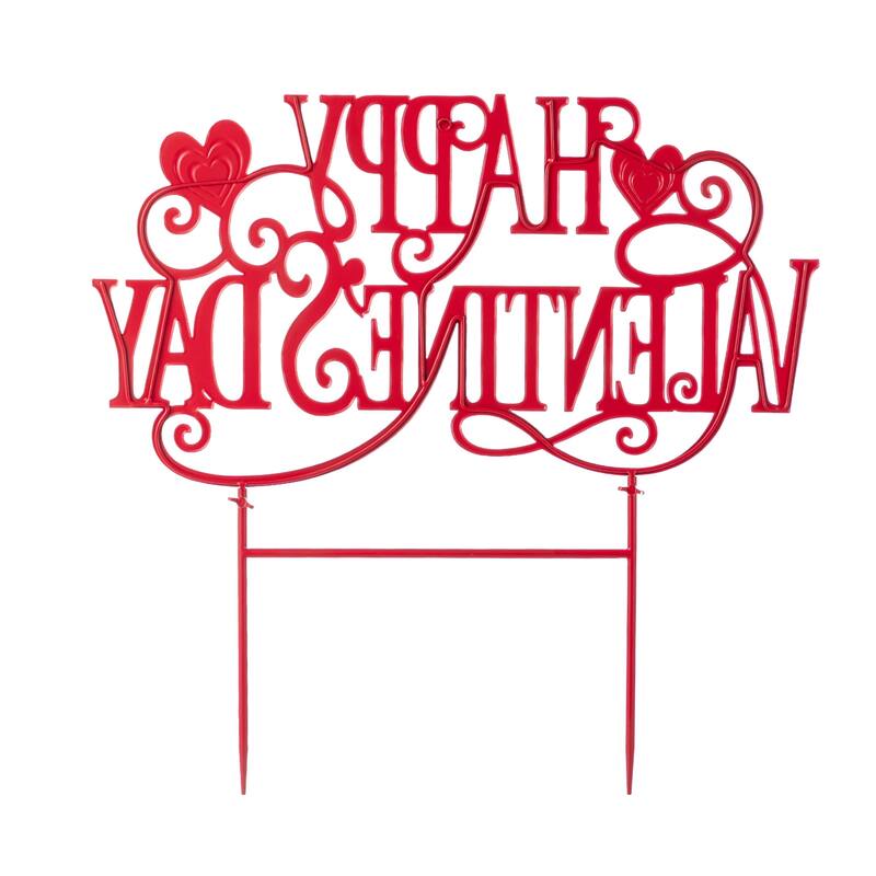 Glitzhome 23.25"H Metal Happy Valentine's Day Yard Stake