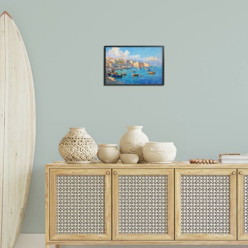 Stupell Nautical Harbor Coastal Town Framed Giclee Art Design By LSR Design Studio