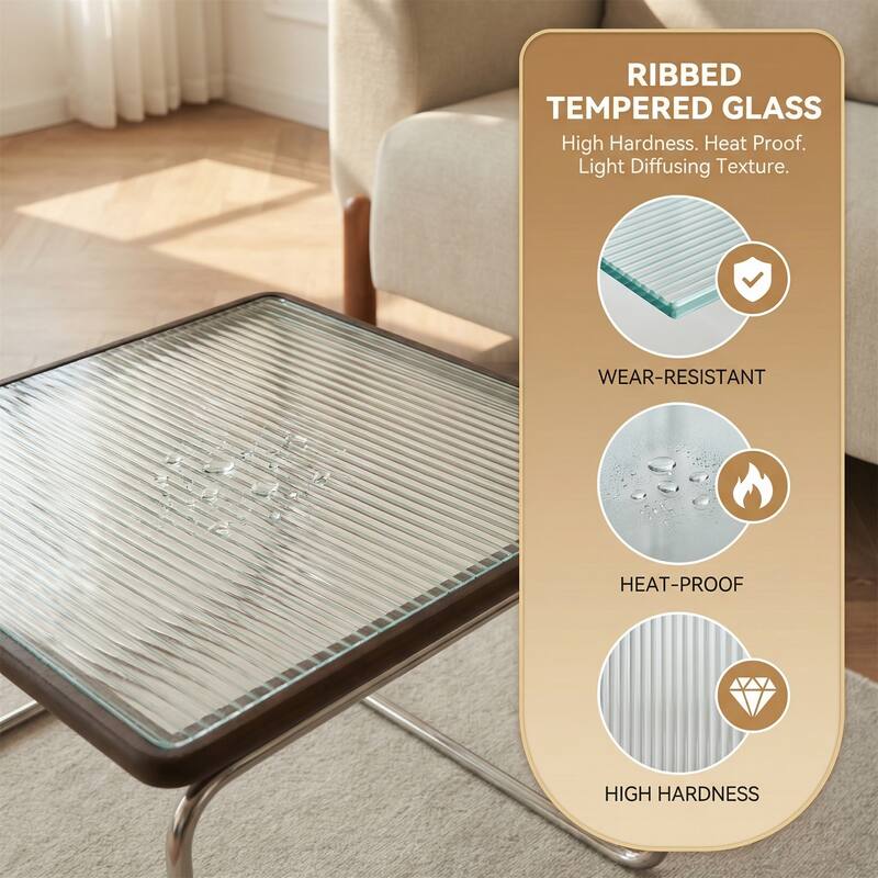 Modern Mobile Coffee Table with Solid Wood Frame for Indoor/Outdoor Use.