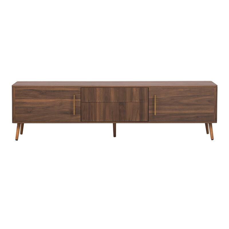 Mid Century TV Stand with 2 Drawers, Media Console Table for TVs up to 80''