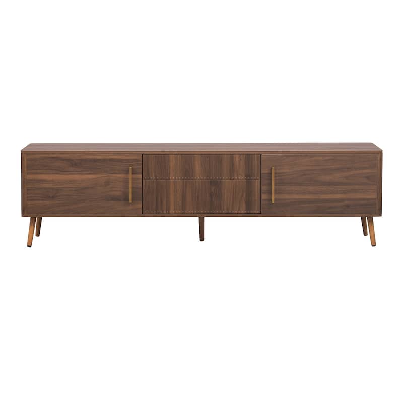 Retro Storage TV Stand with 2 Drawers, Floor Media Console Table with 2 Doors Entertainment Center for TVs up to 80"