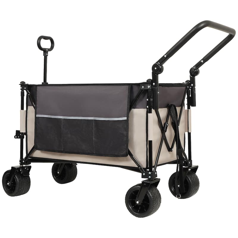 Multi-Functional Push-Pull Folding Wagon Cart With Rotating Handle & 360°All-Terrain Wheels-Heavy-Duty,Adjustable Design