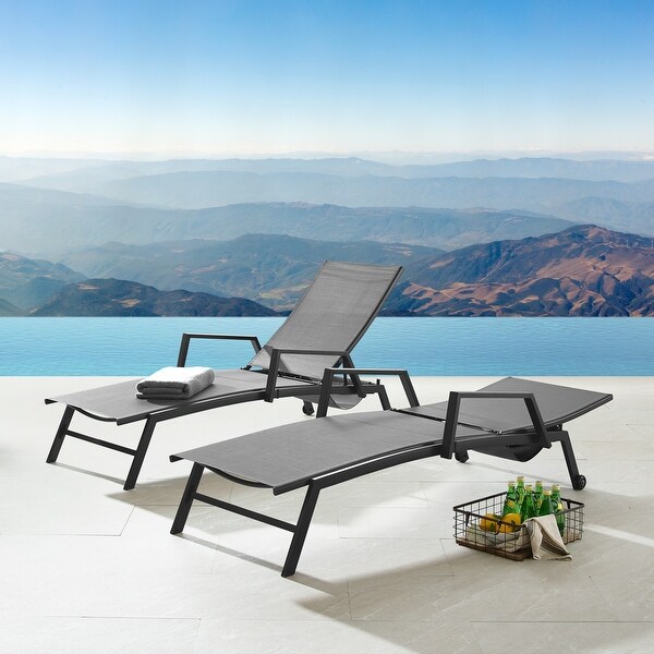 Black mesh outdoor chaise lounge sale