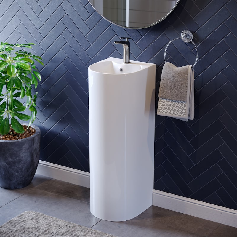 Besanon Rounded Basin Pedestal Sink - 12.2" x 13" 32.7"