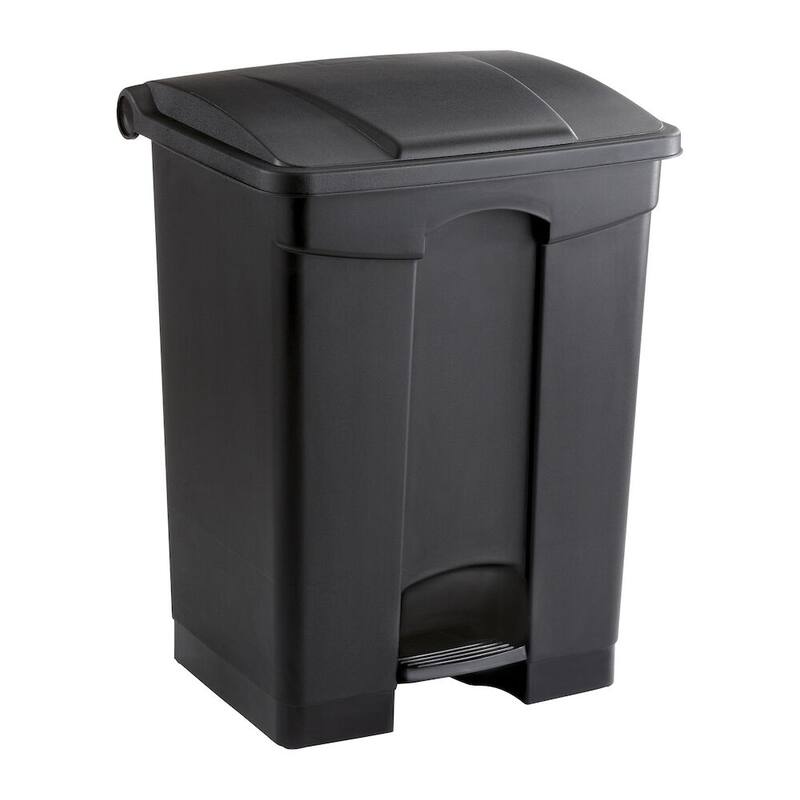 17 Gallon Step-On Trash Can, Large Plastic Garbage Can - Black