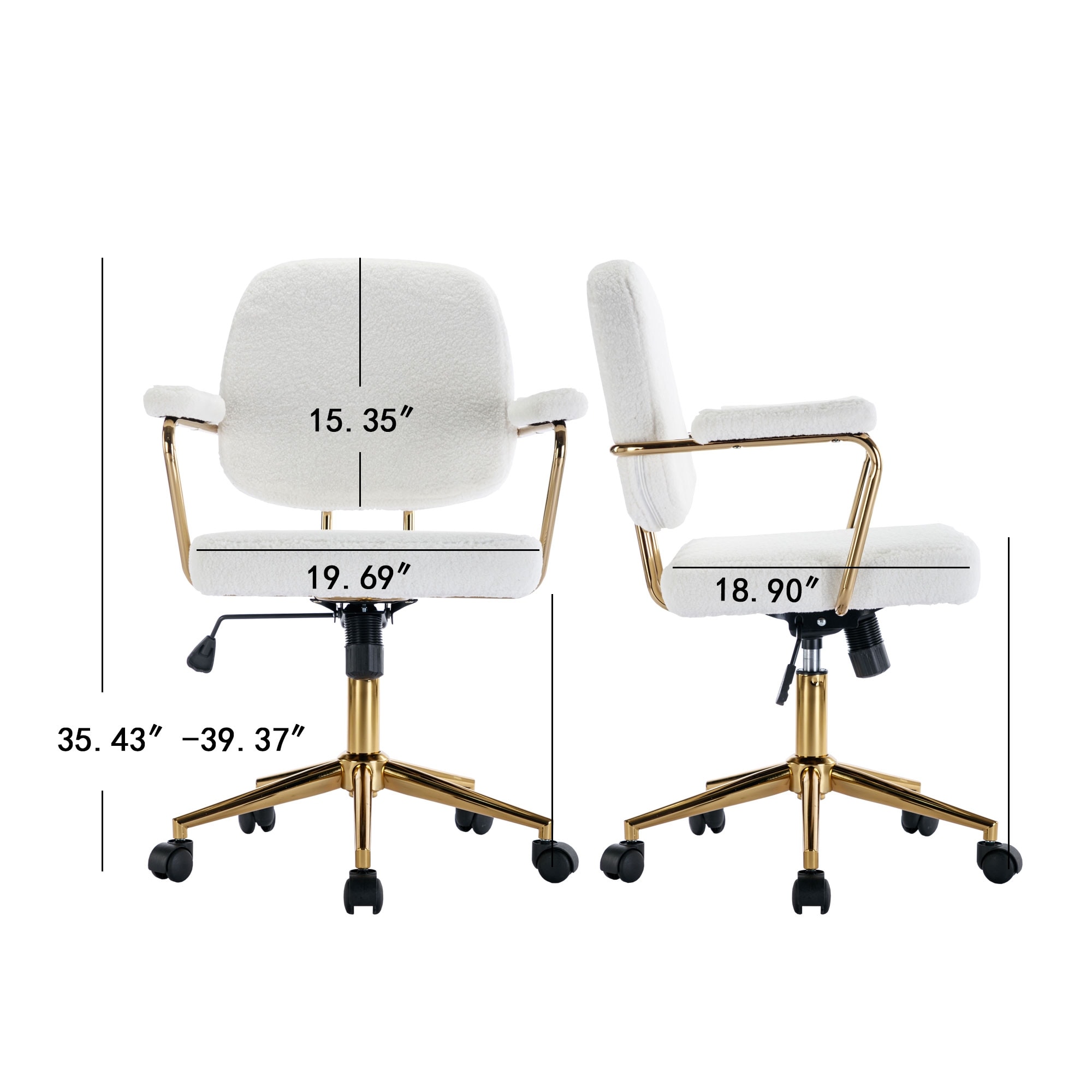 Vanity chair with shop wheels and arms