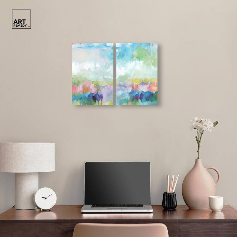 Harmonic Greens Canvas Set of 2 by Art Remedy, Gallery Wrapped