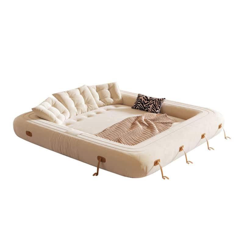 JASIWAY Modern Convertible Sleeper Sofa Chair Bed, White
