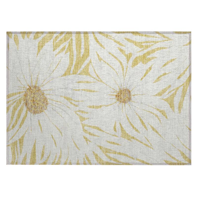 Machine Washable Indoor/ Outdoor Floral Chantille Rug