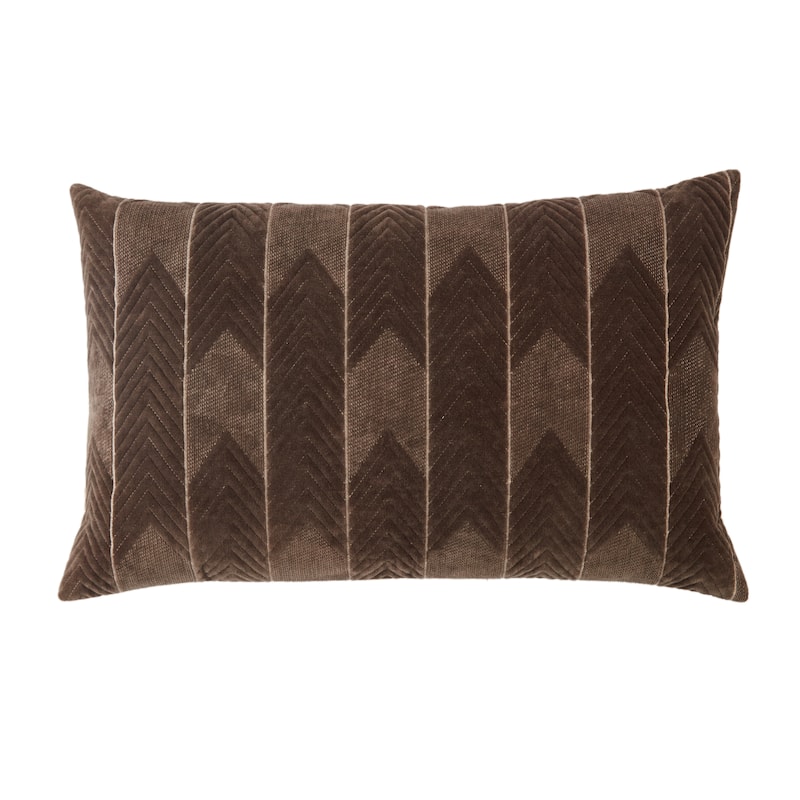 Drancy Chevron Lumbar Pillow - 16"X24" Cover Only - Dark Taupe