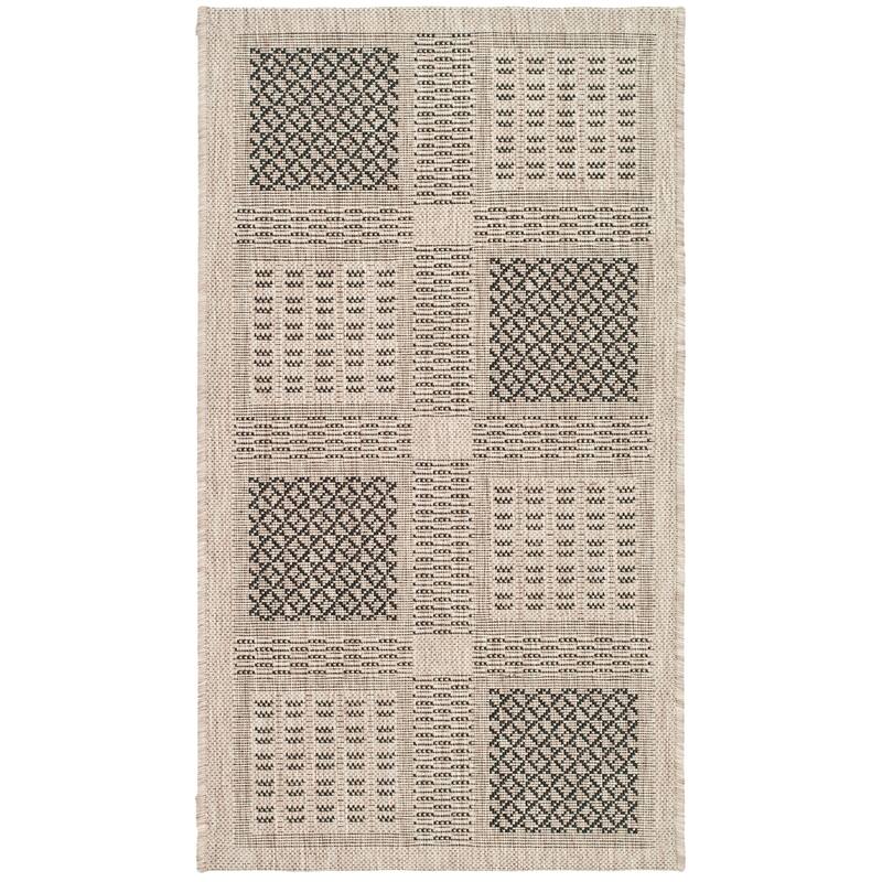 SAFAVIEH Courtyard Shirlee Indoor/ Outdoor Waterproof Patio Backyard Rug - 2' x 3'7" - Sand/Black