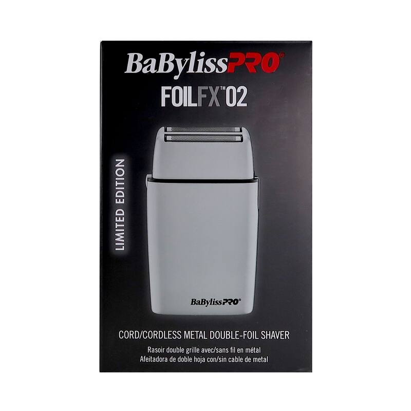 BaByliss Pro LIMITED EDITION Cordless Metal Double Foil Shaver (Gray) FXFS2GY + BaByliss Pro Fade Brush BPFADEB + 9" Comb