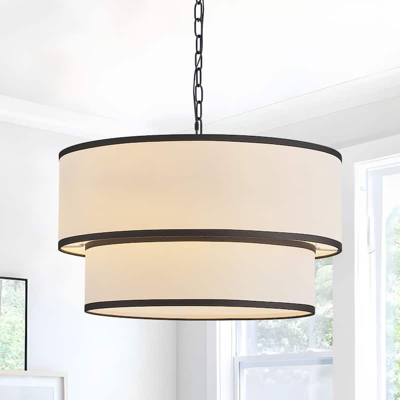 Starsky 5-Light White Fabric Drum Chandelier