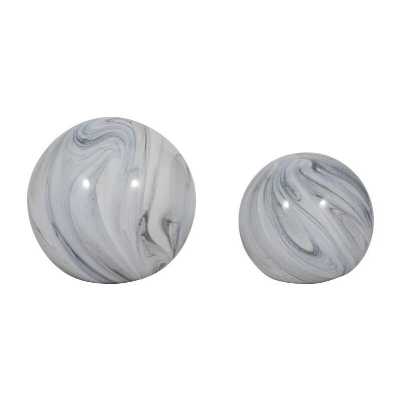 Sagebrook Home 5/6" Glass Orbs - A Timeless Addition to Home Decor Essentials, Set of 2 - 6" x 6" x 6"