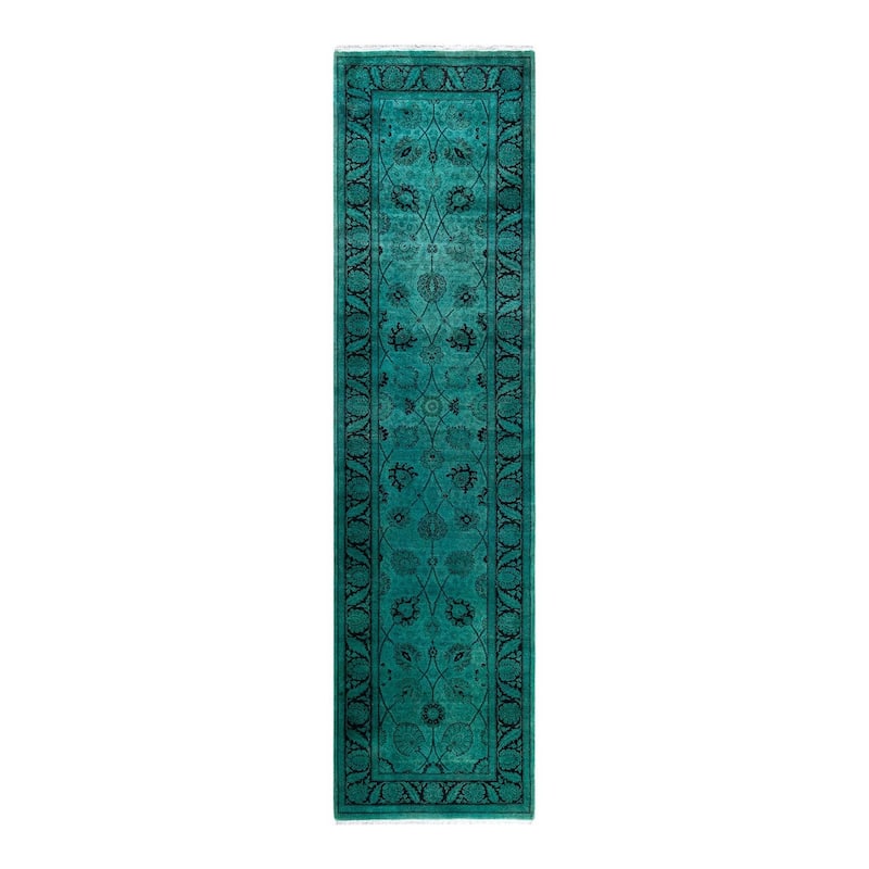 Contemporary Overdyed Wool Hand Knotted Runner - 2' 7" x 10' 4"