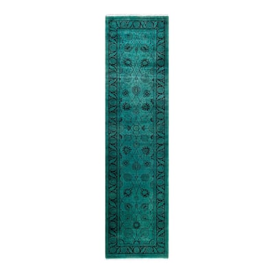 Contemporary Overdyed Wool Hand Knotted Runner - 2' 7" x 10' 4"