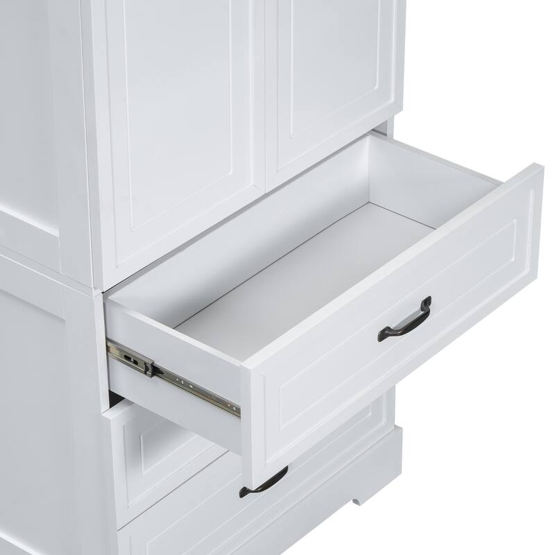 Anti-tipping Device Storage Cabinet for Bathroom with Shelves, Adjustable Shelf, Magnetic Door Stopper and Metal Door Handles