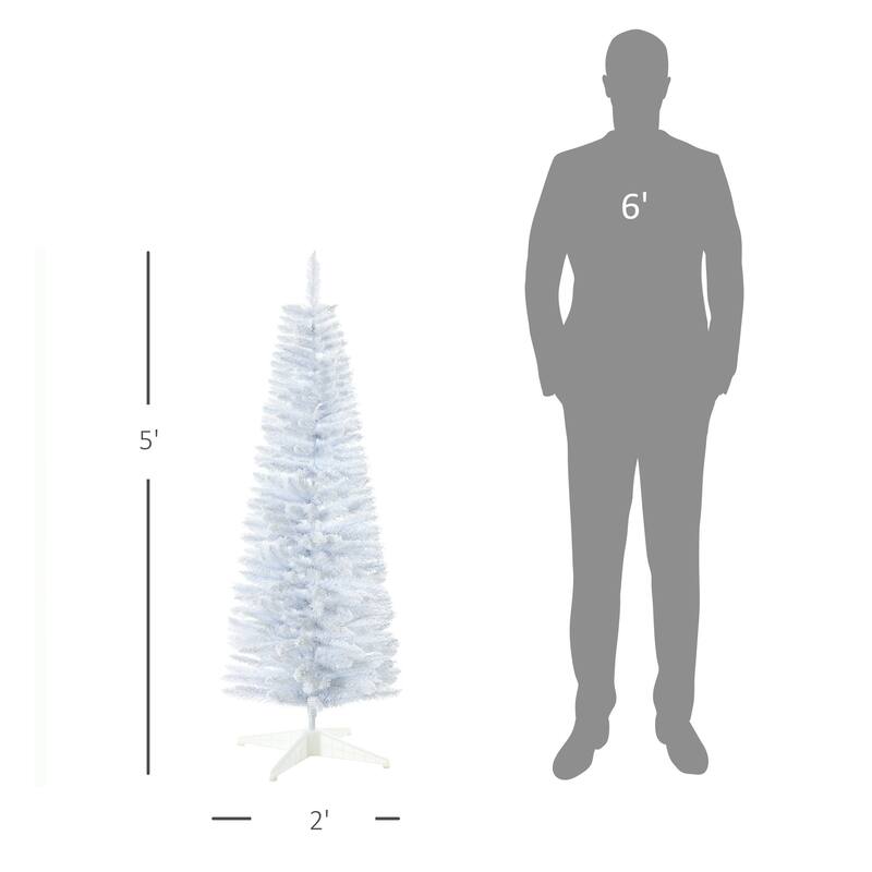5' Easy Assembly White Artificial Christmas Tree - Sectioned Design & Detachable Base