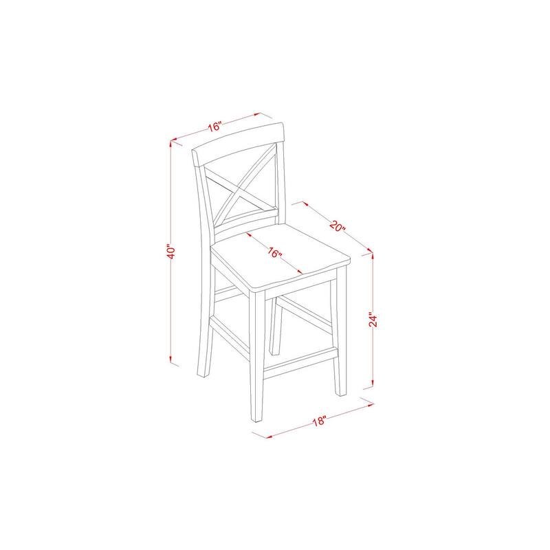 Counter Height Dining Set - Pub Table & Bar Stools with Backs - Modern Kitchen Set