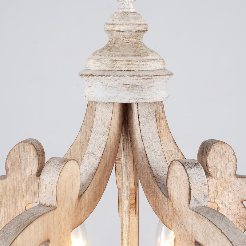 5-Light Country Wood Chandelier Light Fixture for Kitchen Island Dining Room