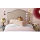 preview thumbnail 4 of 2, SAFAVIEH Connie Taupe Camelback Upholstered Headboard - Silver Nailhead (Twin)