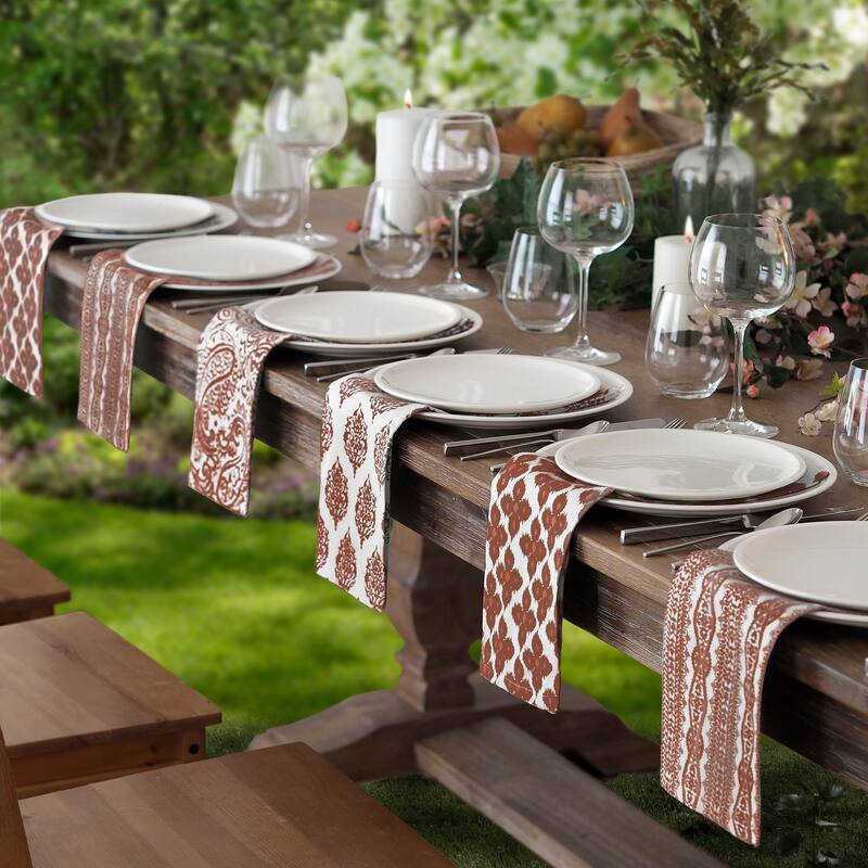 Everyday Casual Prints Assorted Cotton Fabric Napkins (Set of 24) - 17" x17" - Red