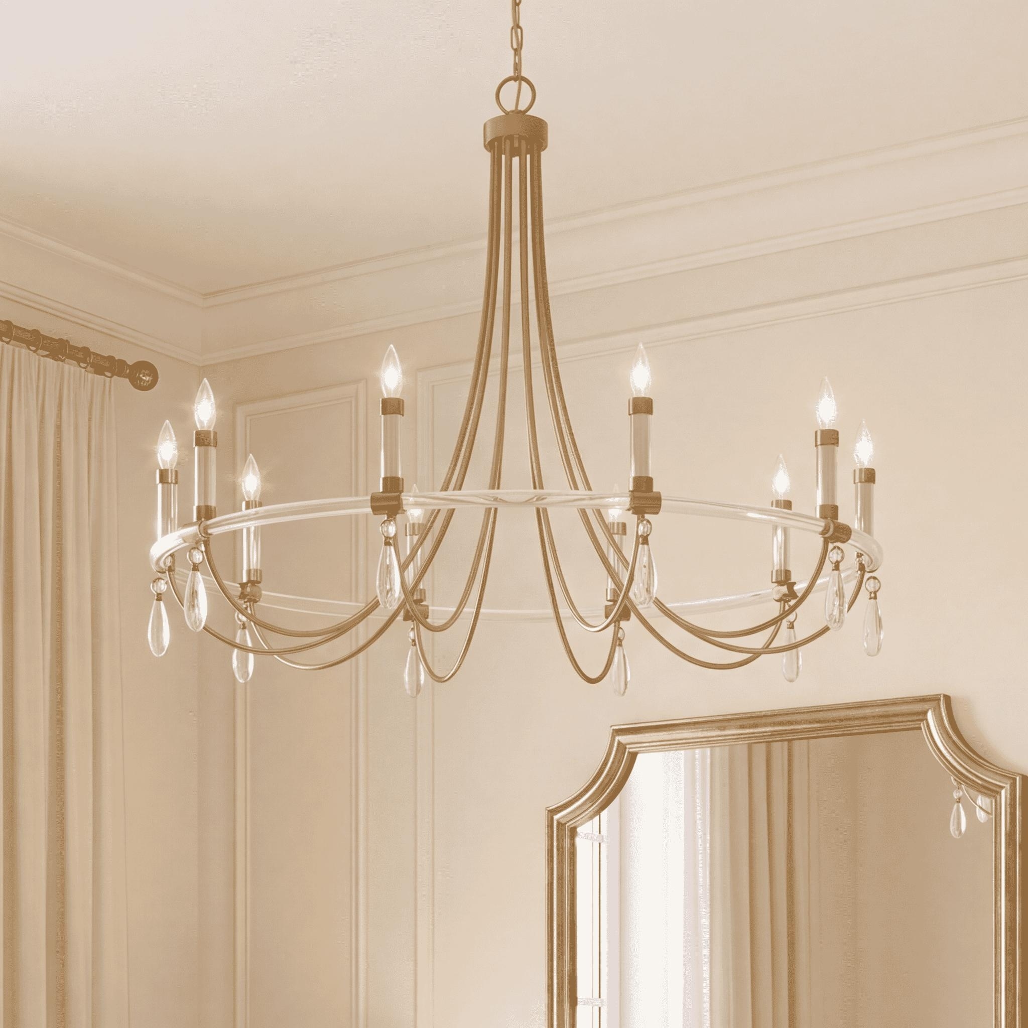 Mayfair 10-Light Chandelier in Warm Brass and Chrome