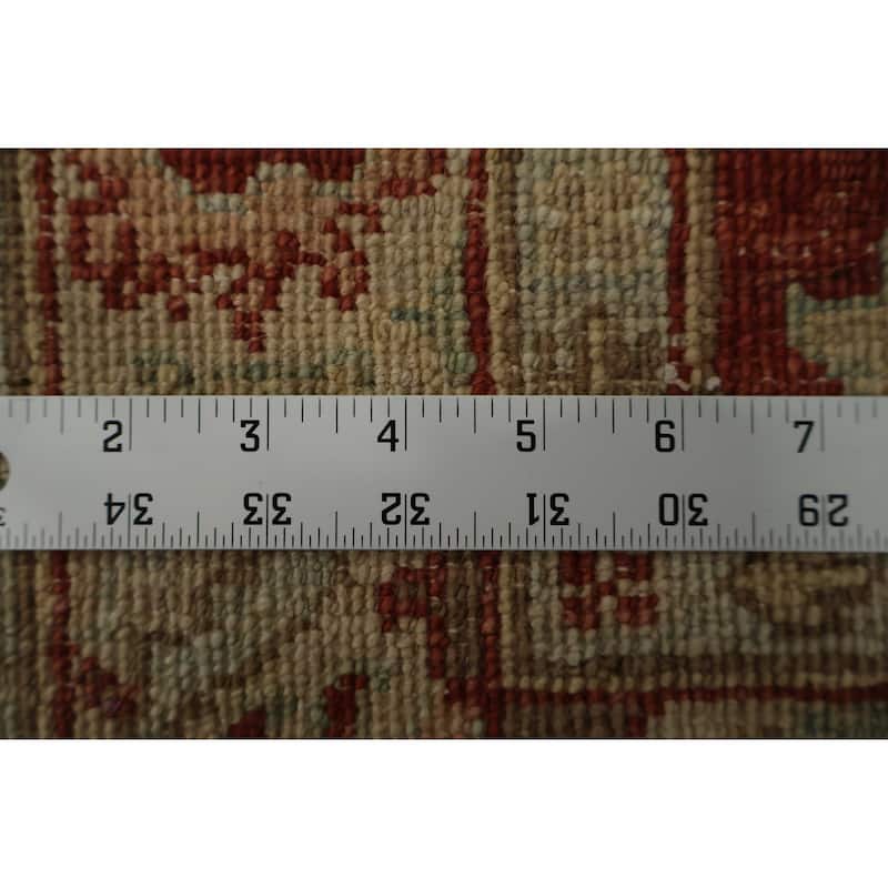 Hand Knotted Oriental 100% Wool Carpet Traditional Floral Oranges & Rust Ziegler Runner Rug - 13' 2'' X 2' 6''