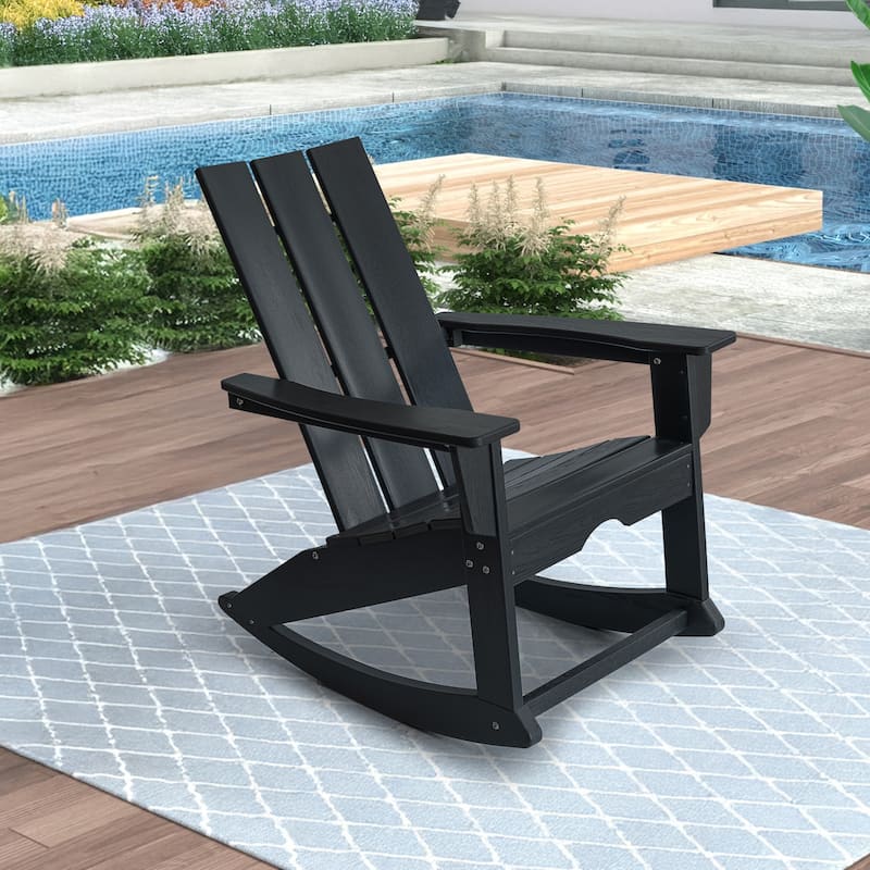 Modern Outdoor Adirondack Rocking Chair,Patio Rocker Chair,All Weather HDPE Plastic Adirondack Rocker for Poolside, Lawn, Garden