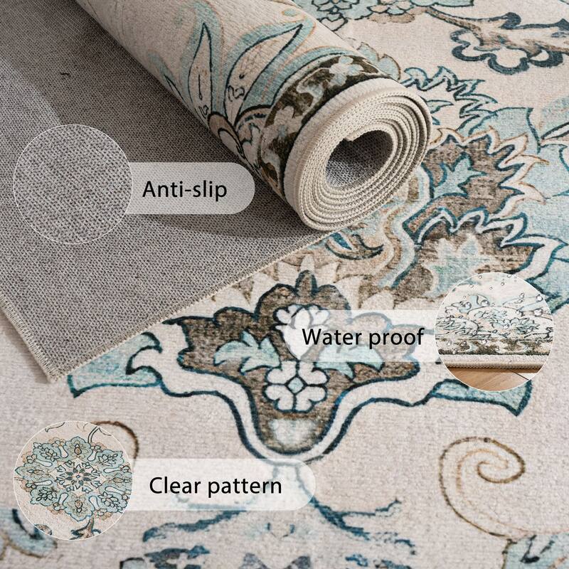 Soft and Non-Slip Machine-Washable Foldable Multi-Use Area Rug