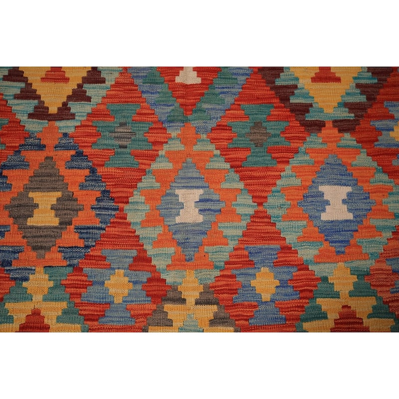 South Western Style Kilim Area Rug Flatweave Wool Carpet - 8'1" x 9'10"
