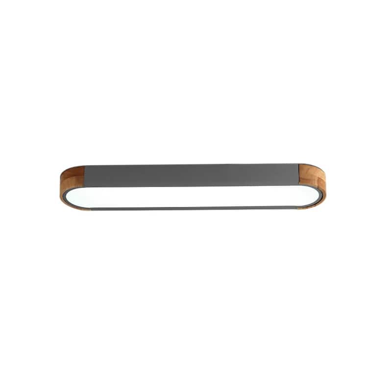 Farmhouse Wood Long Oval Dimmable LED Flush Mount - 37" 3000k/6000k - Grey/6000K